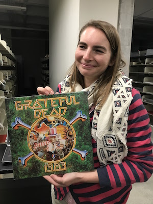Alessia Cecchet, 2017-2018 CART fellow, with a piece from the Grateful Dead Archives