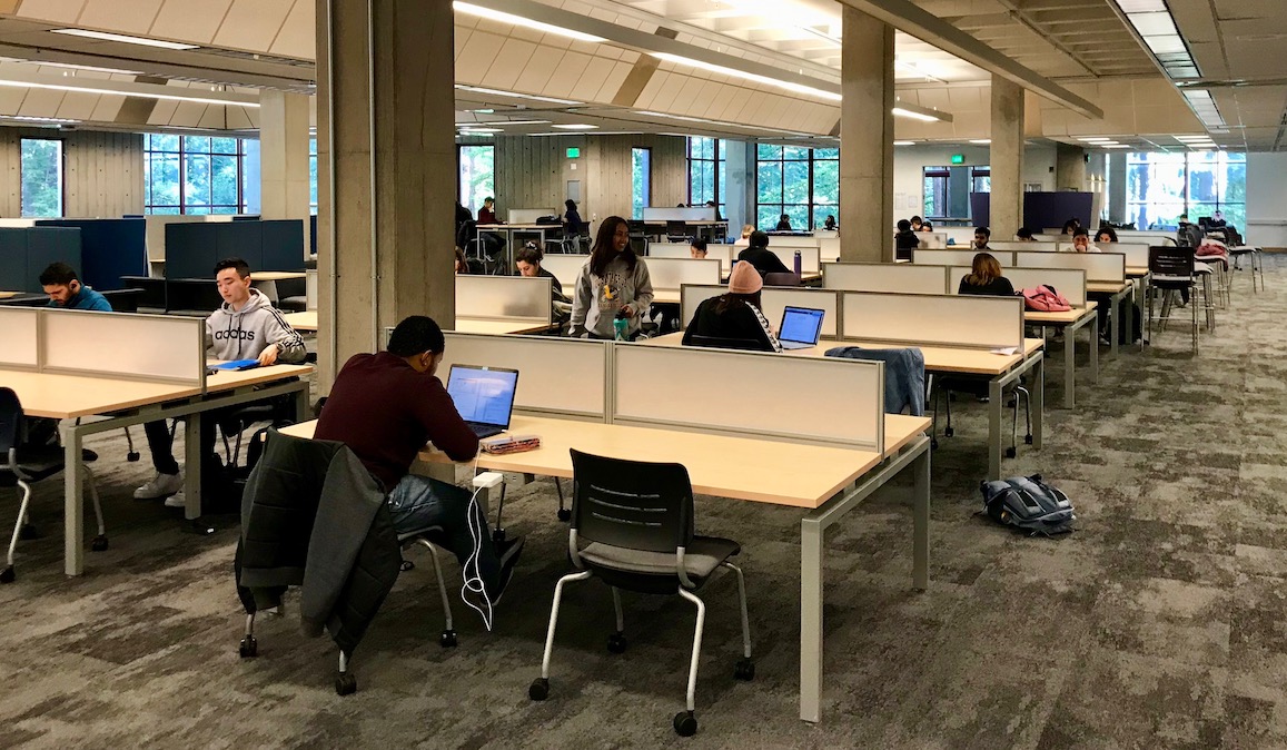 S&E 3rd floor study space with students