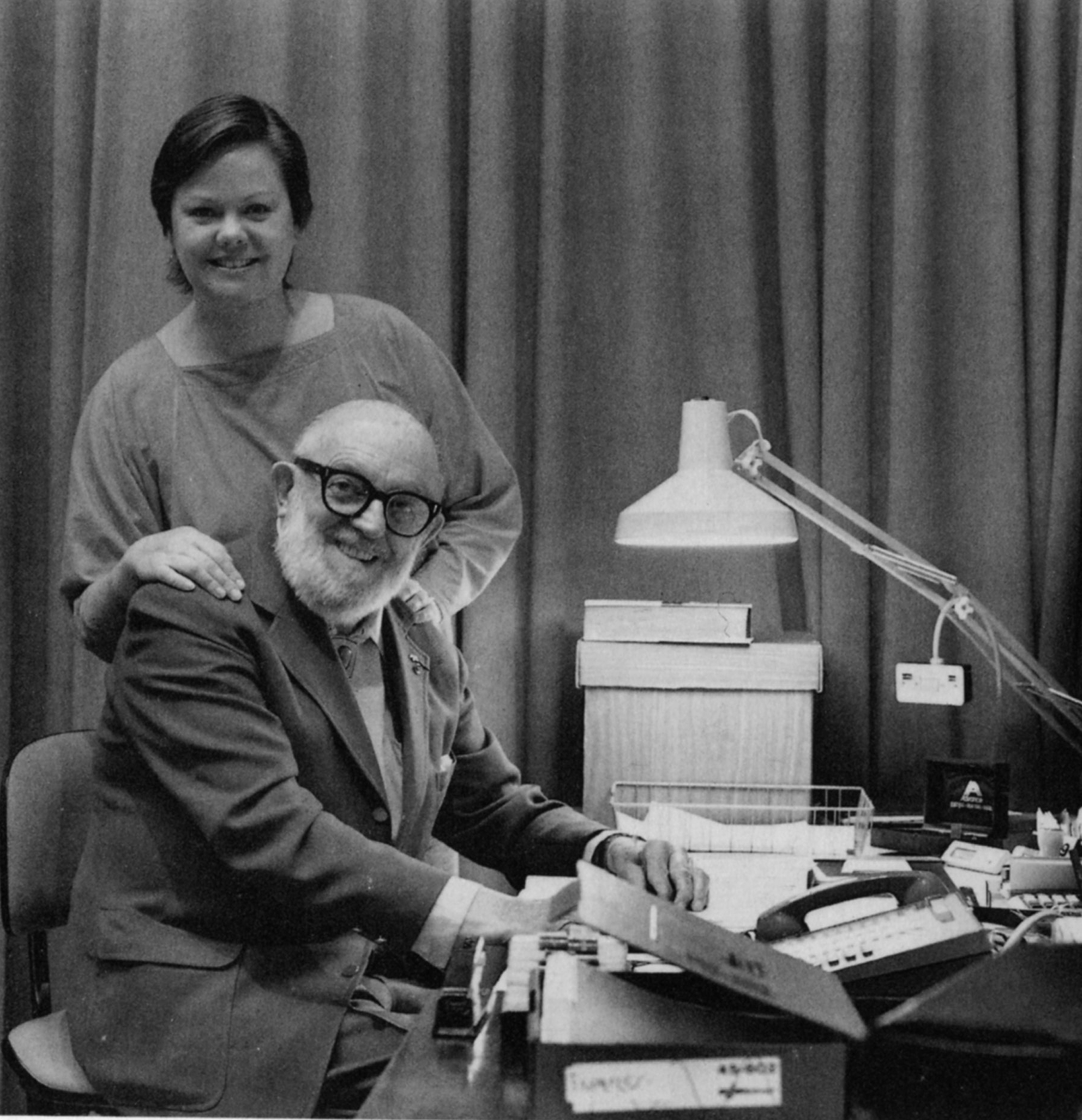 Mary Alinder and Ansel Adams in the office