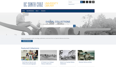 Screenshot of the new UCSC Library Digital Collections homepage
