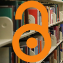 Open Access icon with library stacks in the background