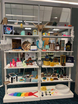 display of 3D printed student projects