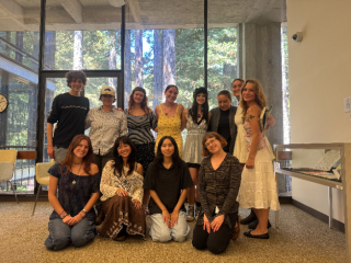 group of students standing inside of the reading room of Special Collections